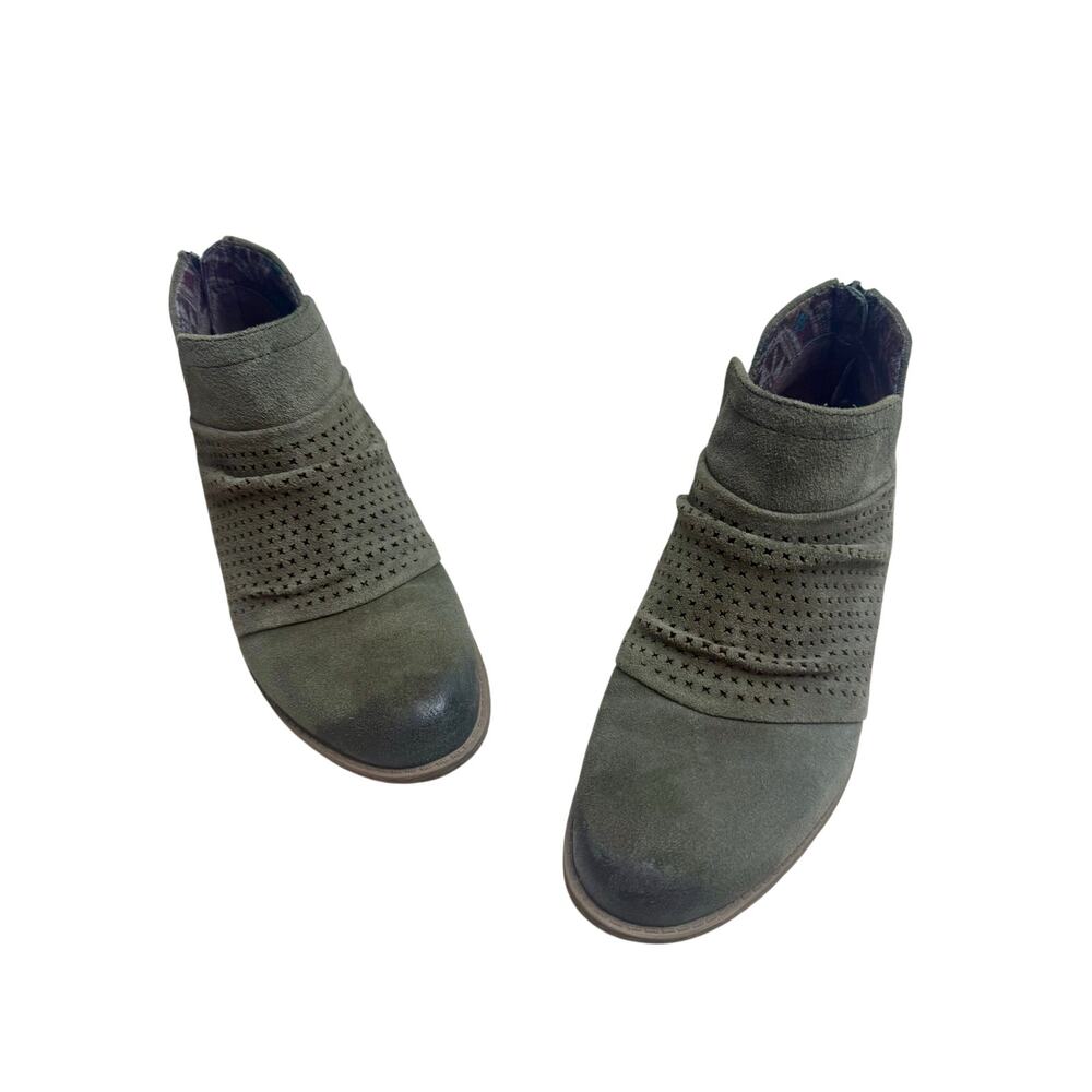 NEW EARTH ORIGINS Women's 9 Amanda Bootie Shoes Olive Suede Leather Boot